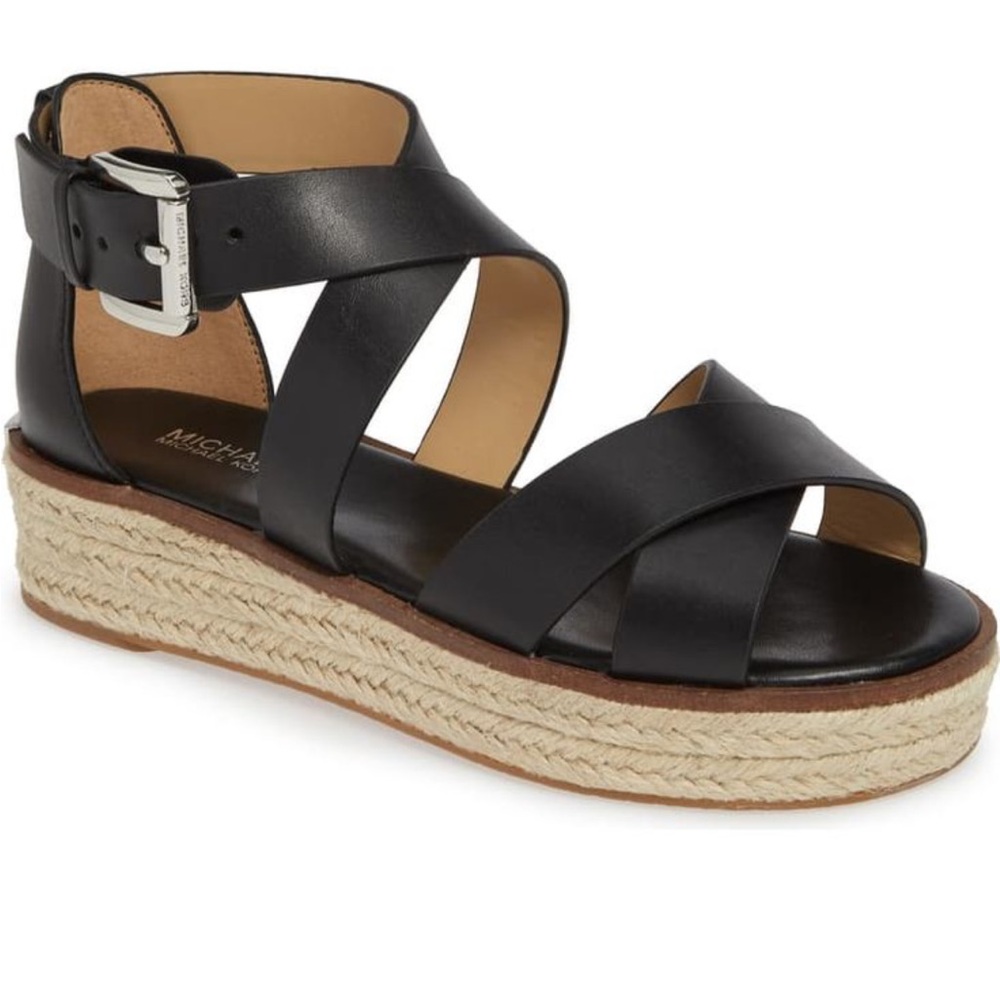 MICHAEL Michael Kors Black and Cream Espadrille Sandals